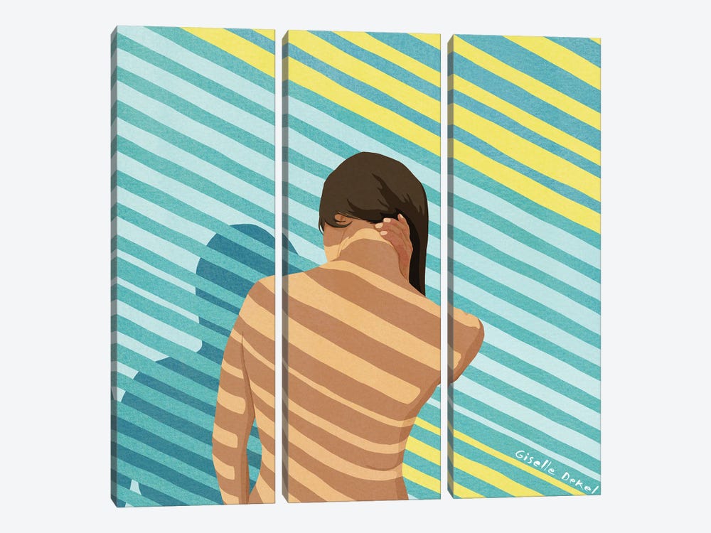 Stripes And Shadows by Giselle Dekel 3-piece Canvas Art Print
