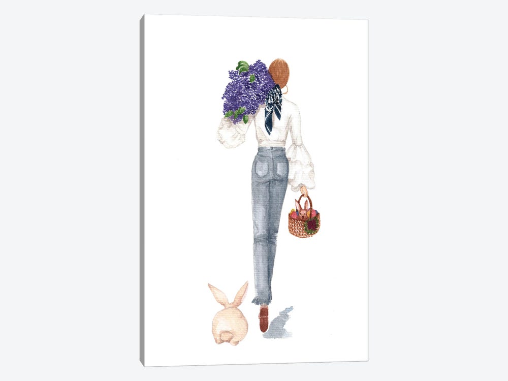 Rabbits And Flowers by Gisele Oliveiraf 1-piece Canvas Art Print