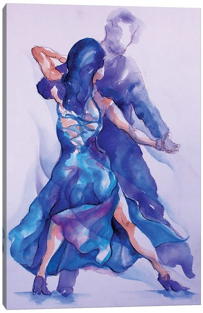 Dancers In Blue Canvas Art Print - Gerardo Segismundo