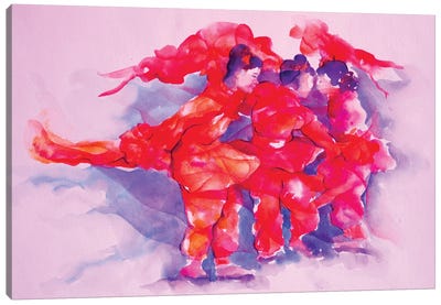 Children In Red Canvas Art Print - Gerardo Segismundo