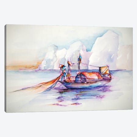 Lone Fisherman Vietnam Canvas Print #GSM40} by Gerardo Segismundo Canvas Art Print