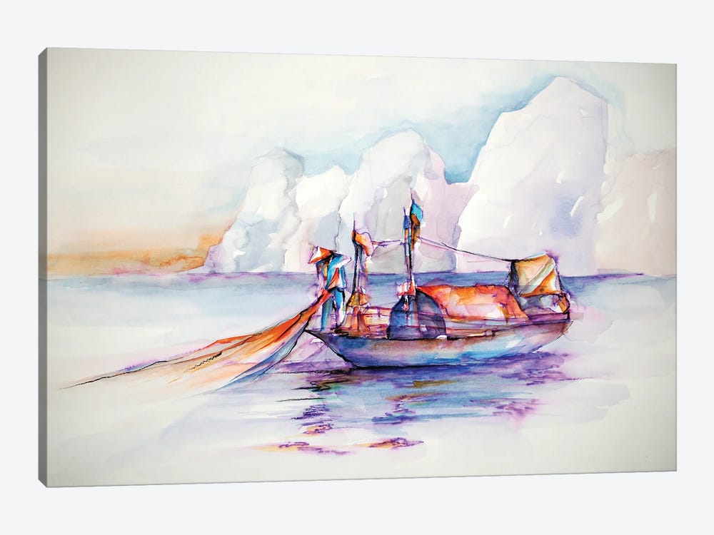 Lone Fisherman Vietnam by Gerardo Segismundo 1-piece Canvas Wall Art