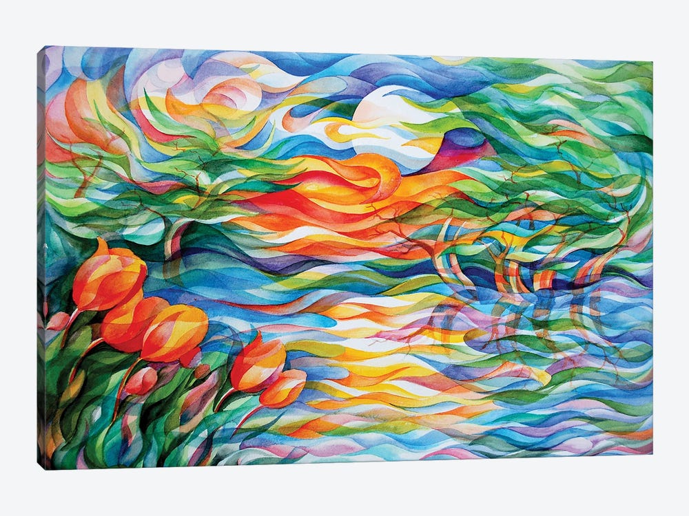 Sunset And Tulips by Gerardo Segismundo 1-piece Canvas Art Print