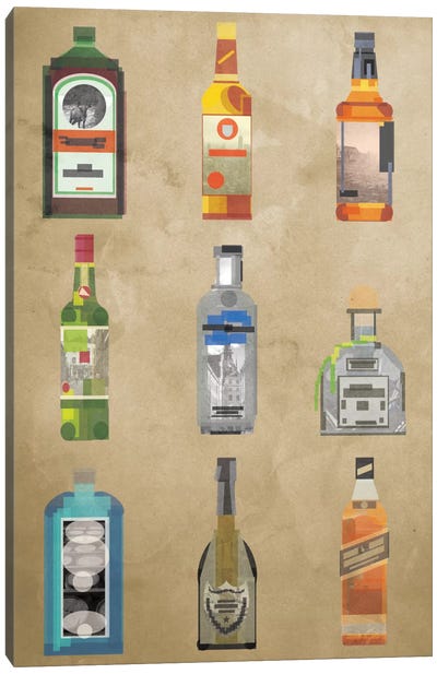 Liquor Bottles Canvas Art Print - Bar Art