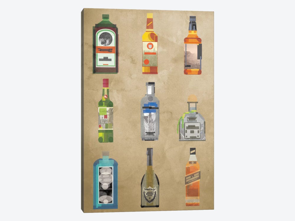 Liquor Bottles by 5by5collective 1-piece Canvas Print
