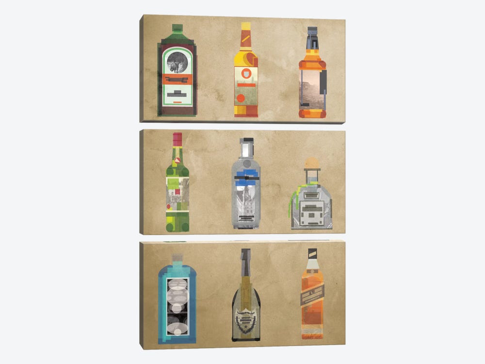 Liquor Bottles by 5by5collective 3-piece Art Print