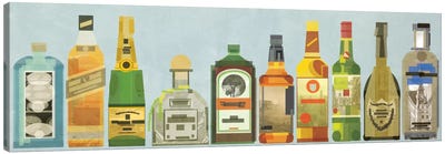 Liquor Bottles Pano Canvas Art Print - Minimalist Kitchen Art