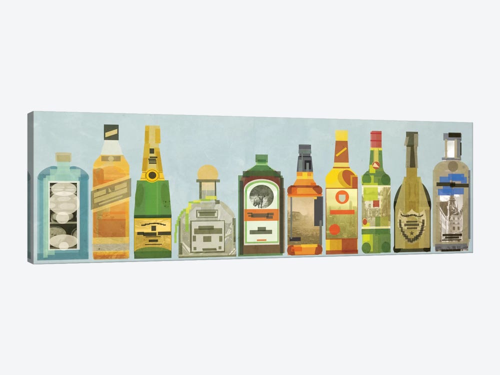 Liquor Bottles Pano by 5by5collective 1-piece Canvas Wall Art