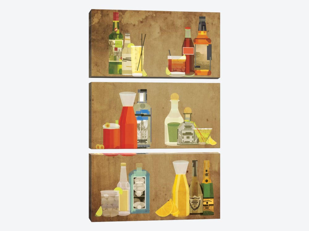 Classic Cocktails by 5by5collective 3-piece Canvas Art Print