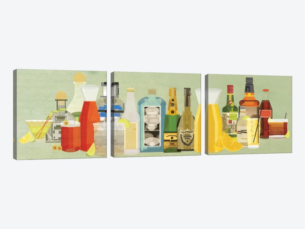 Classic Cocktails Pano by 5by5collective 3-piece Canvas Artwork