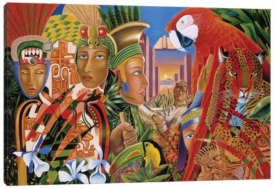 Aztec Days Canvas Art Print - Parrot Art