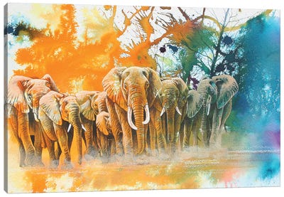 Elephant Tribe Canvas Art Print - Graeme Stevenson