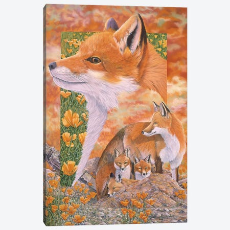 Foxes Canvas Print #GST175} by Graeme Stevenson Canvas Wall Art