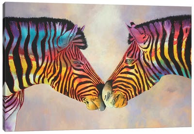 Spectrum Zebras Large Canvas Art Print - Graeme Stevenson