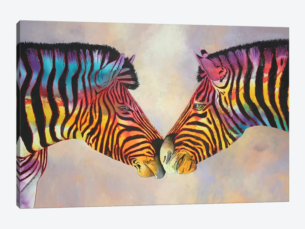 Spectrum Zebras Large by Graeme Stevenson 1-piece Canvas Art