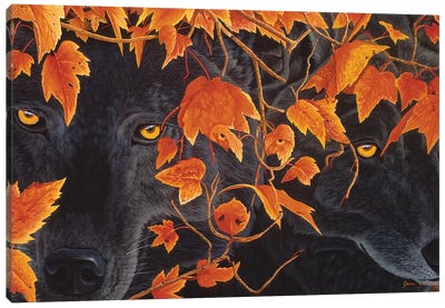 Three Wolves Canvas Art Print - Graeme Stevenson