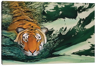 Tiger Waters Canvas Art Print - Tiger Art