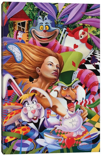 Wonderland Gang Canvas Art Print - The Mad Hatter