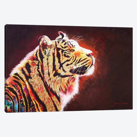 Tiger Night Canvas Print #GST354} by Graeme Stevenson Canvas Artwork