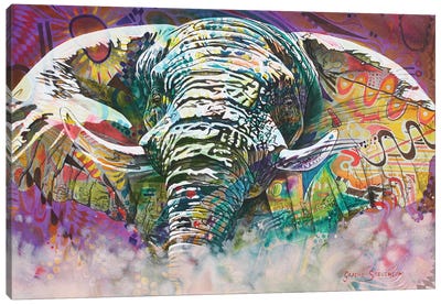Psychedelic Elephant Canvas Art Print - Graeme Stevenson