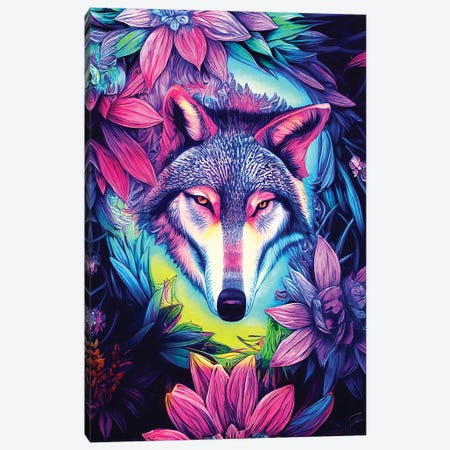 Colourful Wolf Canvas Print #GSZ101} by Gloria Sánchez Art Print