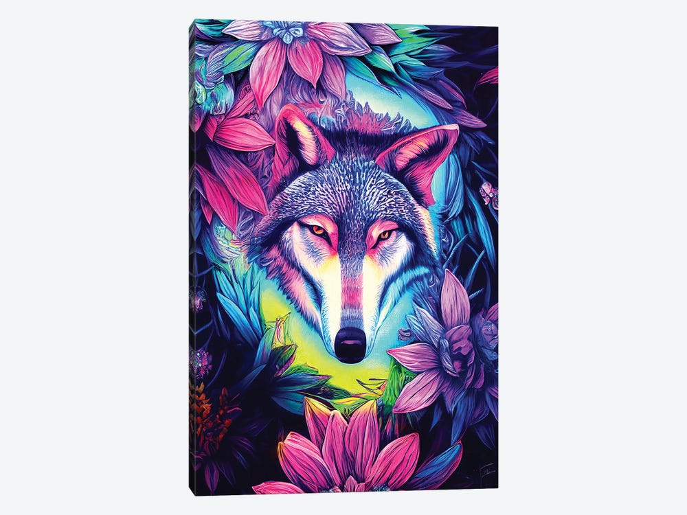 Colourful Wolf by Gloria Sánchez 1-piece Canvas Print