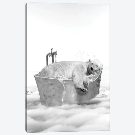 Polar Bear Bath Canvas Print #GSZ15} by Gloria Sánchez Canvas Artwork