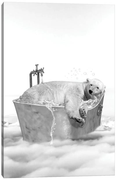 Polar Bear Bath Canvas Art Print - Gloria Sánchez