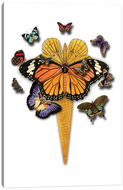 Butterflies Ice Cream Canvas Art Print - Ice Cream & Popsicle Art