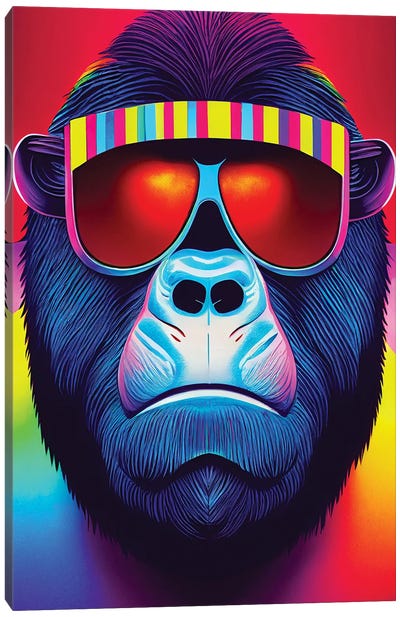 Neon Ape Canvas Art Print - Gorilla Art
