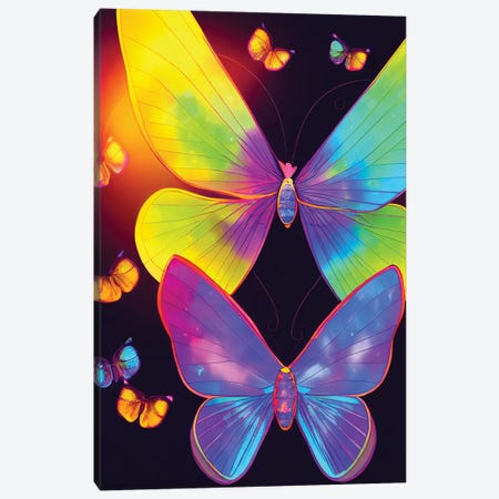 Neon Butterflies Canvas Print #GSZ49} by Gloria Sánchez Canvas Artwork