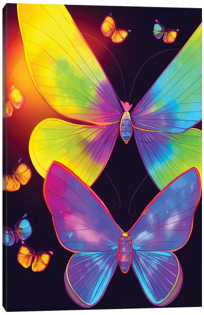 Neon Butterflies Canvas Art Print - Gloria Sánchez