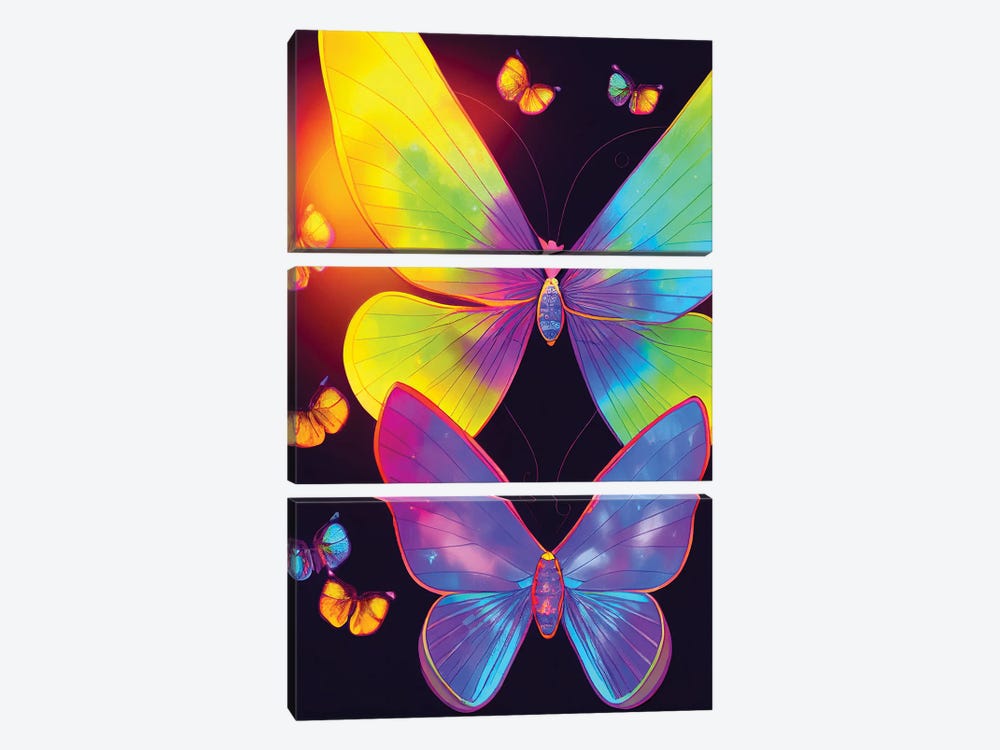 Neon Butterflies by Gloria Sánchez 3-piece Art Print