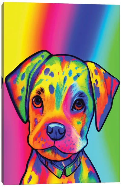Neon Dalmatian Canvas Art Print - Puppy Art