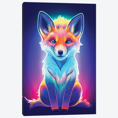 Neon Fox Canvas Print #GSZ57} by Gloria Sánchez Canvas Art