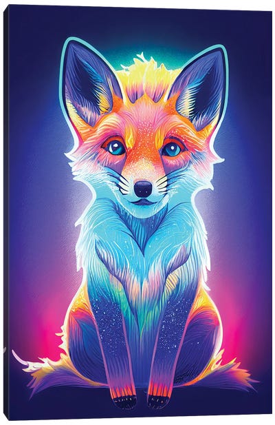 Neon Fox Canvas Art Print - Gloria Sánchez