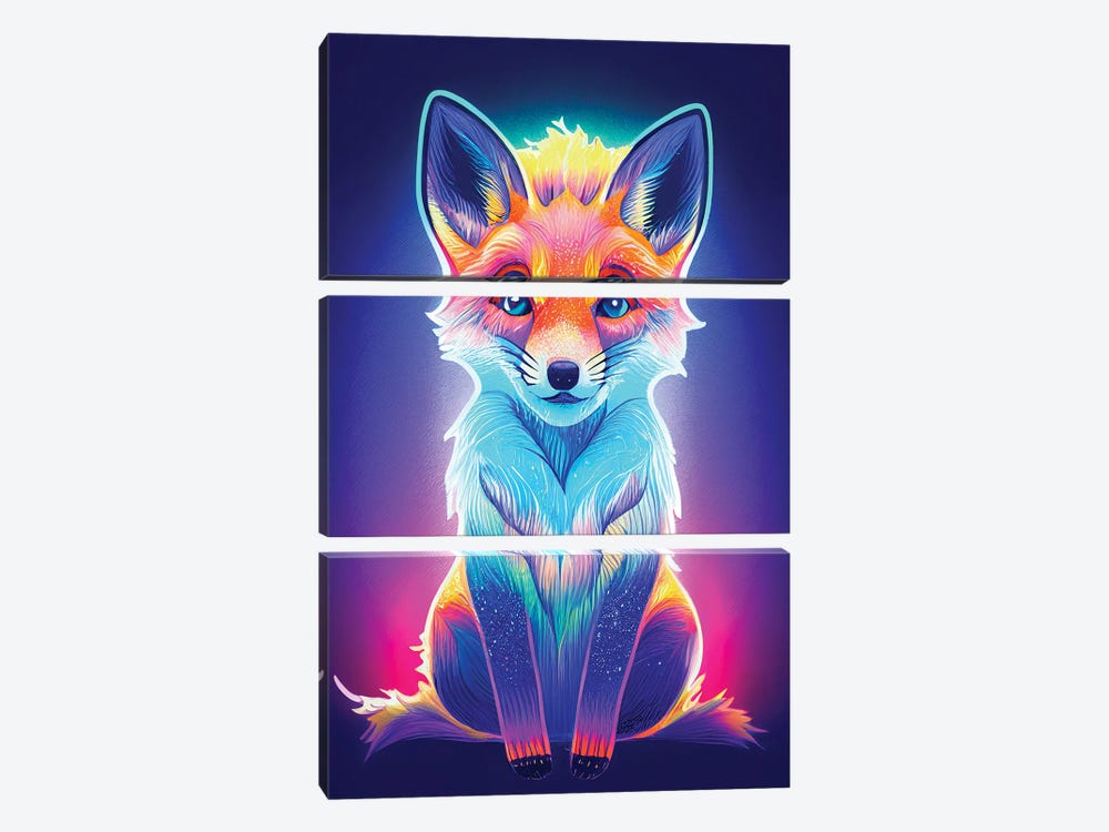 Neon Fox by Gloria Sánchez 3-piece Canvas Artwork