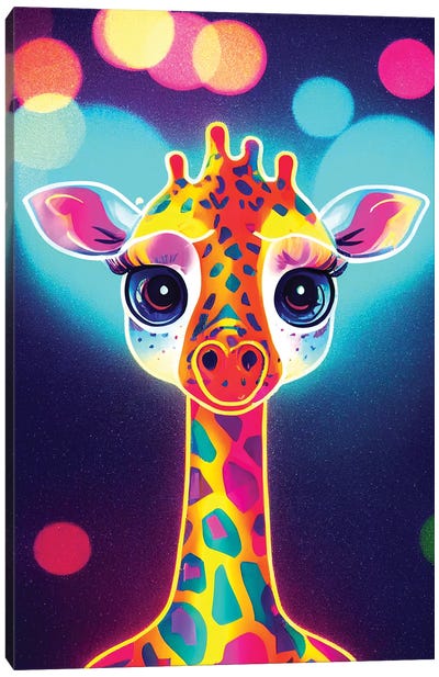 Neon Giraffe Canvas Art Print - Gloria Sánchez