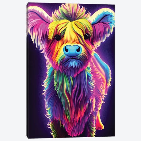Neon Highland Cow Canvas Print #GSZ60} by Gloria Sánchez Canvas Art