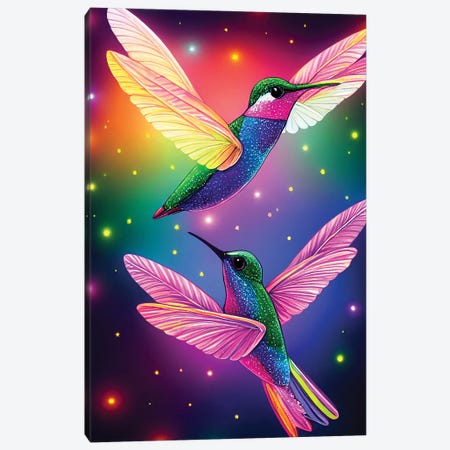 Neon Hummingbirds Canvas Print #GSZ61} by Gloria Sánchez Canvas Artwork