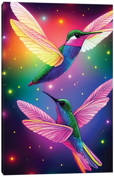 Neon Hummingbirds Canvas Art Print - Gloria Sánchez