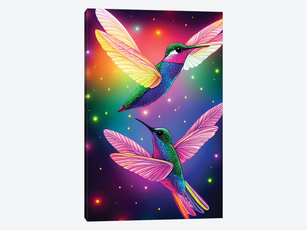 Neon Hummingbirds by Gloria Sánchez 1-piece Canvas Art Print