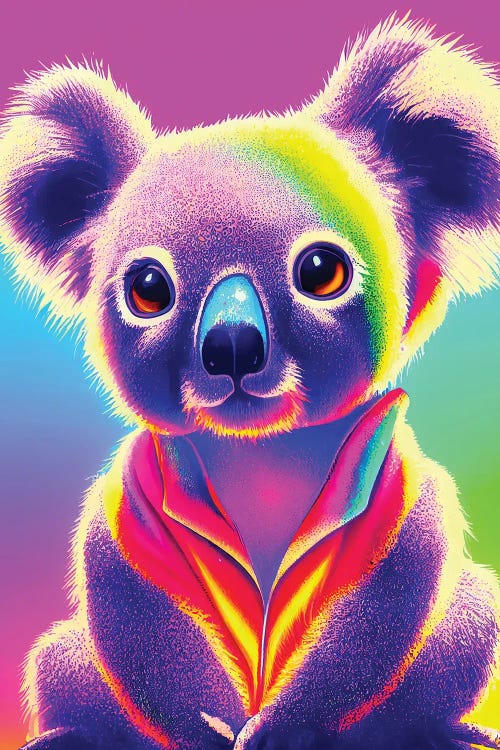 Neon Koala Canvas Artwork by Gloria Sánchez