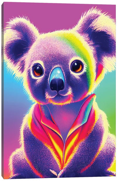 Neon Koala Canvas Art Print - Koala Art