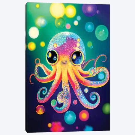 Neon Octopus Canvas Print #GSZ65} by Gloria Sánchez Canvas Print
