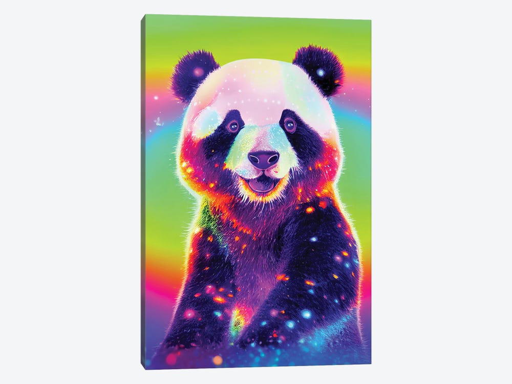 Neon Panda Bear by Gloria Sánchez 1-piece Canvas Art Print