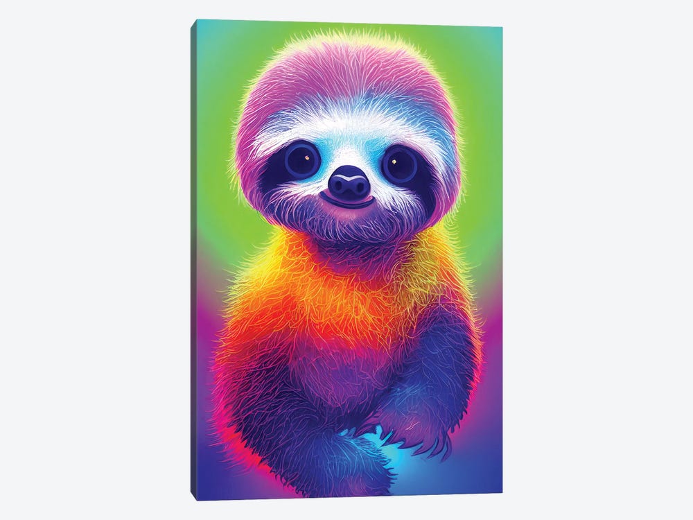Neon Sloth by Gloria Sánchez 1-piece Canvas Wall Art