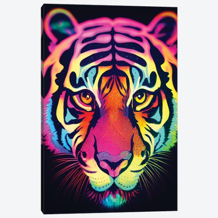 Neon Tiger Canvas Print #GSZ70} by Gloria Sánchez Art Print
