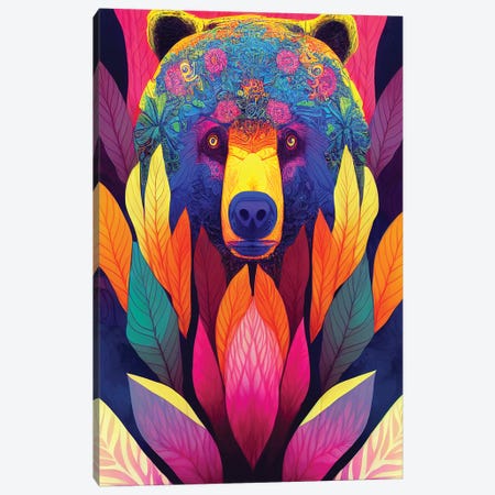 Colourful Bear Canvas Print #GSZ74} by Gloria Sánchez Canvas Artwork