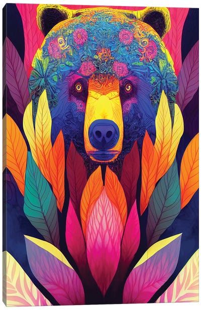 Colourful Bear Canvas Art Print - Chromatic Kingdom
